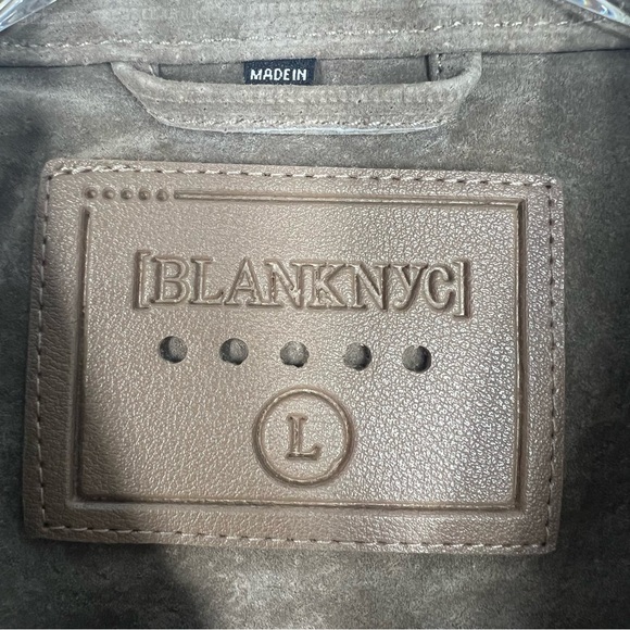 BLANK NYC Light Taupe Suede Bomber Biker Jacket with silver zippers Large - Picture 4 of 10